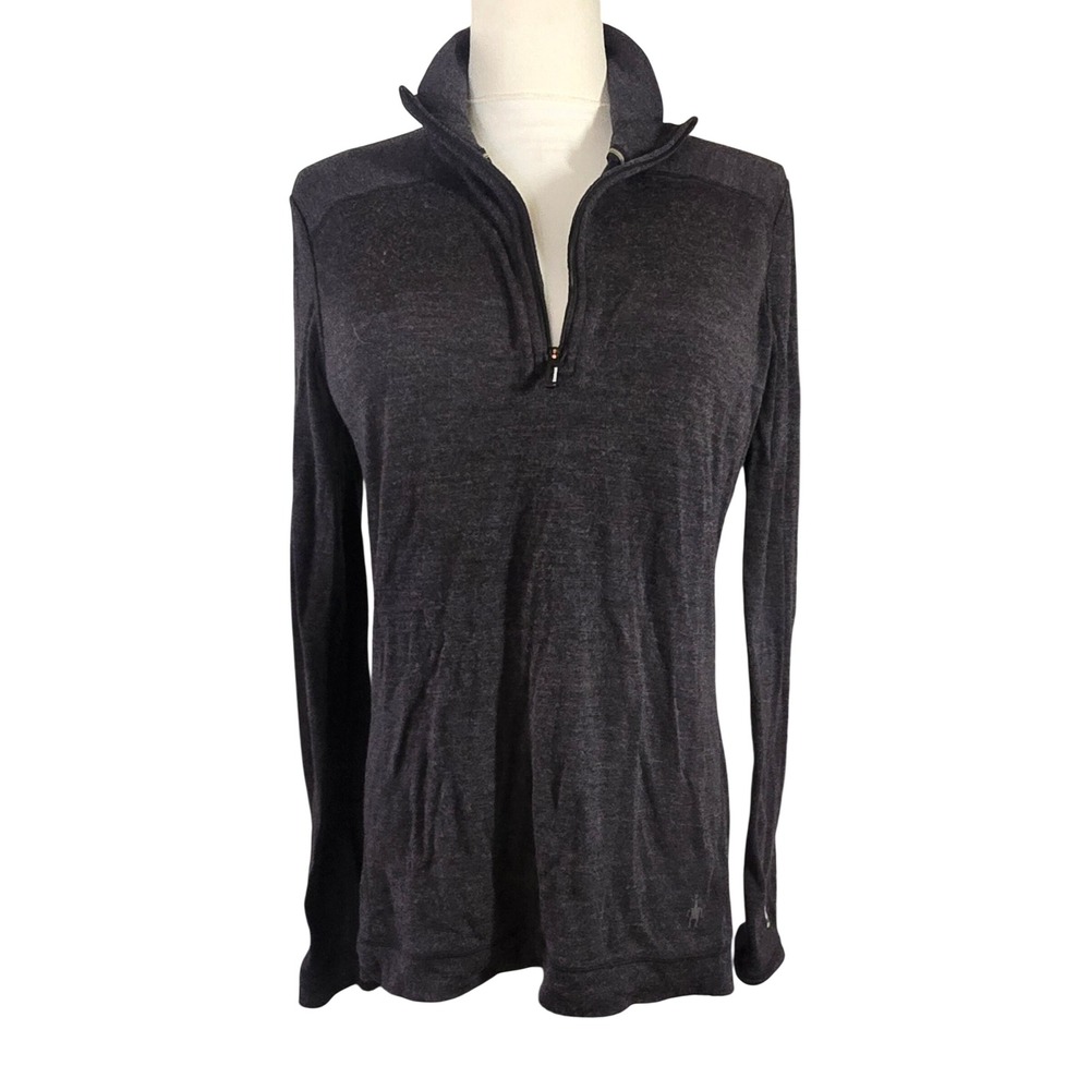 Smartwool Womens 100% Merino Wool Quarter Zip Base Layer Top Gray SW0NP221 Small